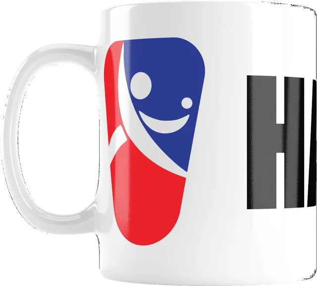 White ceramic Hantis Logo Mug with the Hantis logo