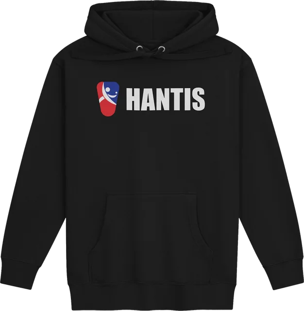 Black Hantis Player Hoodie with the Hantis logo across the chest